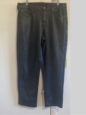 American Eagle Faux Leather Pants Women’s 16 Regular Black High‎ Rise Straight
